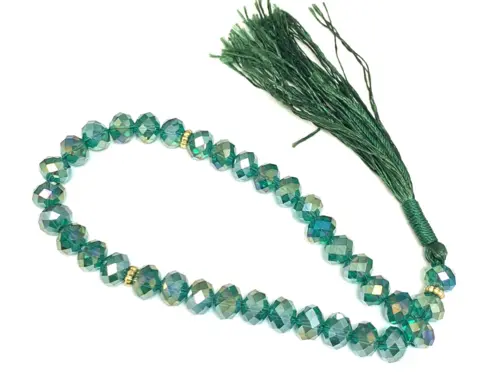 Grøn Krystal Tasbeeh 33 Perler