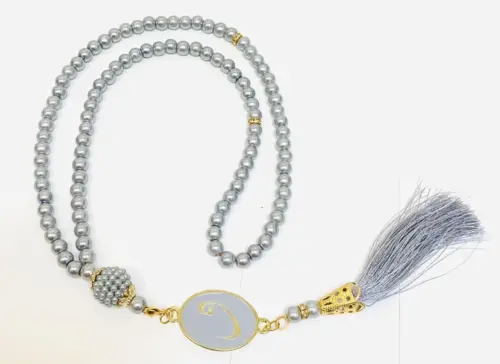 Perle Tasbih i Sølv/Grå, 99 perler