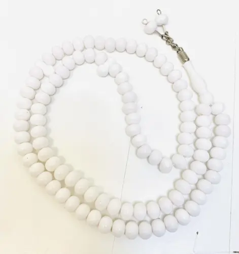 Hvid Tasbeeh med Stor Perler ( 99 perler)