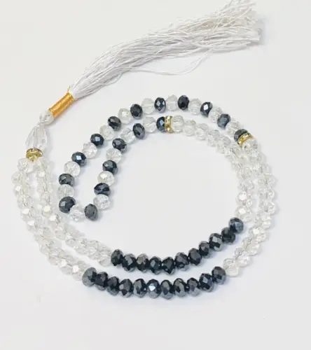 Krystal Tasbeeh Hvid/ Grå ( 99 perler )