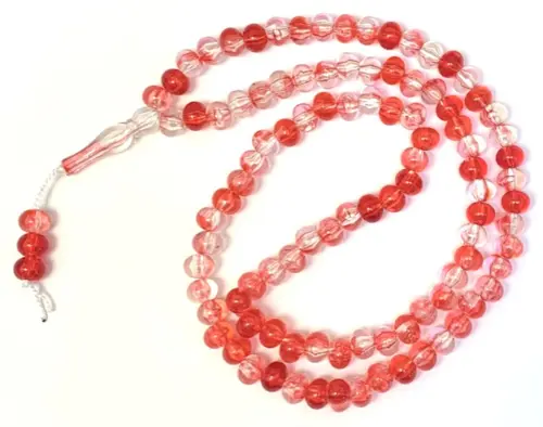 Rød / Hvid tasbeeh med stor perler ( 99 perler)