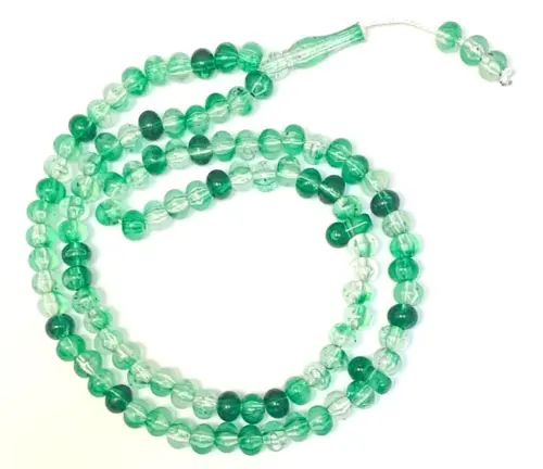 Grøn / Hvid tasbeeh med stor perler ( 99 perler)