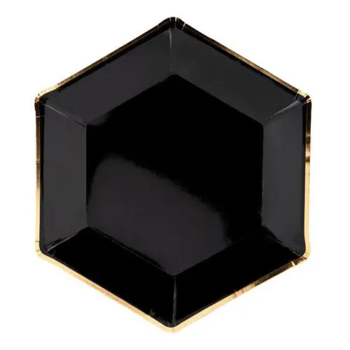 Sort og Guld Tallerkern sæt 6 stk