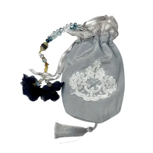 Tasbih 99 perler i gavepose, grå