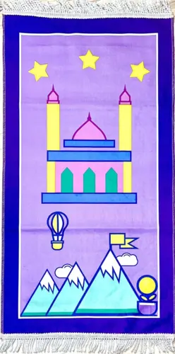 Stor Børnebedetæppe Moske med stjerner (Lilla)