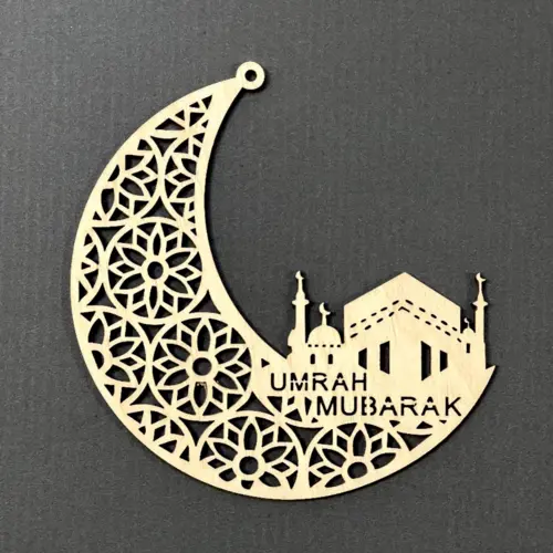 Umrah mubarak måne træpynt