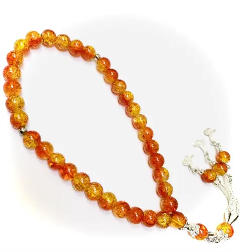 Flaming Crushed Glass Tasbih 33 perler