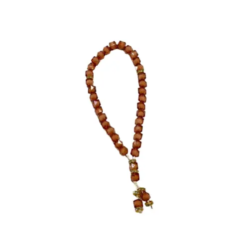 Brun Krystal tasbih, med 33 perler