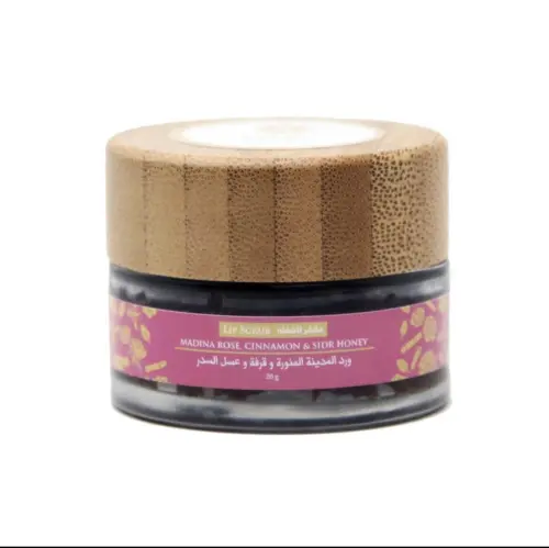 Madina, rose, kanel og sidr honning lip scrub 20g