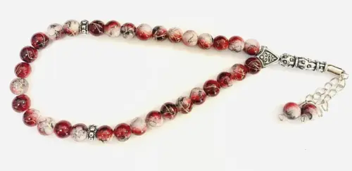 Red Stone, glas Tasbih med 33 perler