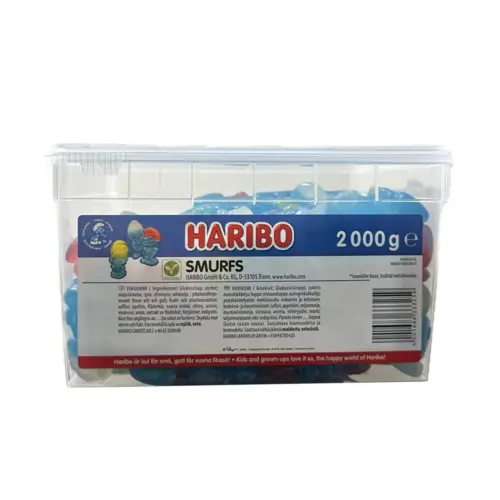 smølfer i stor boks Haribo 2000g (Bedst før 2-2026)
