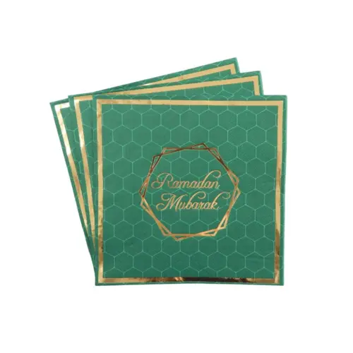 Ramadan Mubarak Servietter Grøn & Guld