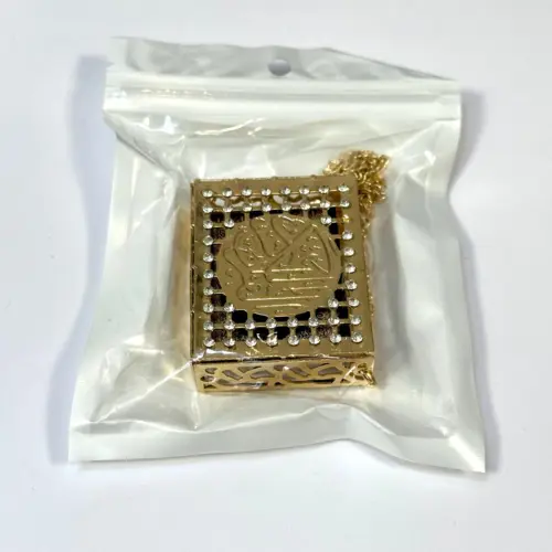 Mini koran i metalæske, guld/hvid