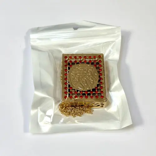 Mini koran i metalæske, guld/rød