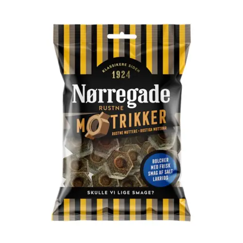 Rustne Møtrikker, Lakrids, Nørregade 100g (bedst før 31/01-2026)