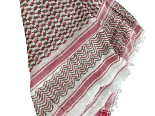 Hvid med Rød/Grøn Keffiyeh
