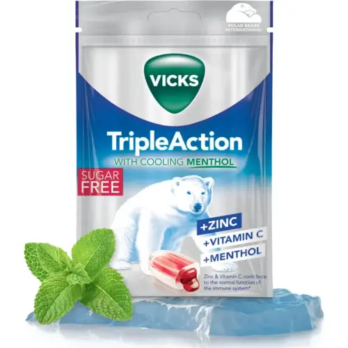 Vicks Halspastiller Triple Action Plus 72 gr (Veganversion)