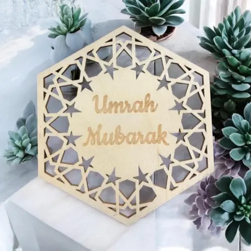 Umrah Mubarak Træpynt 6 kantet Stjerne