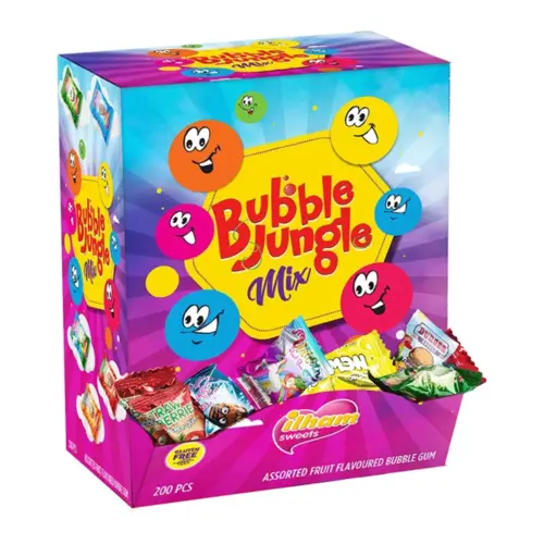 Bubble Jungle Fruit Bubble Gum, 200 stk