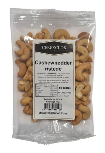 Ristede cashewnødder, 80g