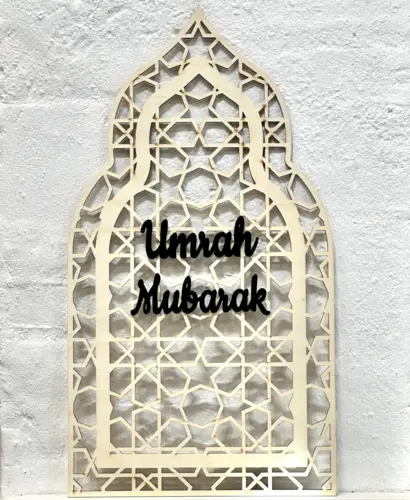 Stor Umrah Mubarak Mihrab træpynt