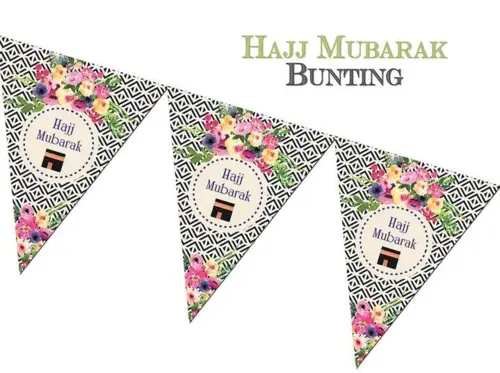 Hajj Mubarak Vimpel Med Blomster