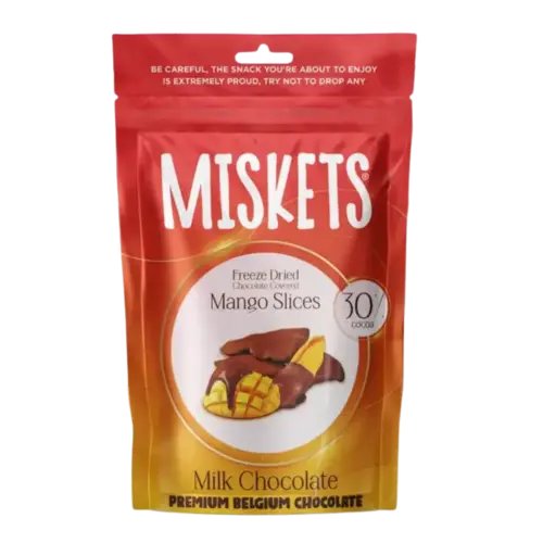 Mælkechokolade-Overtrukne Frysetørret Mango Miskets 80g