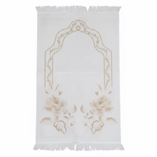 Noor Bedetæppe Hvid/Guld