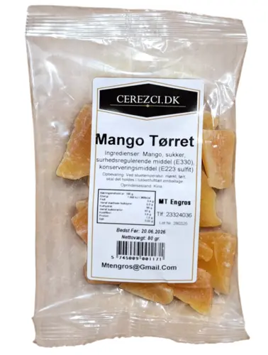 Tørret Mango, 80g