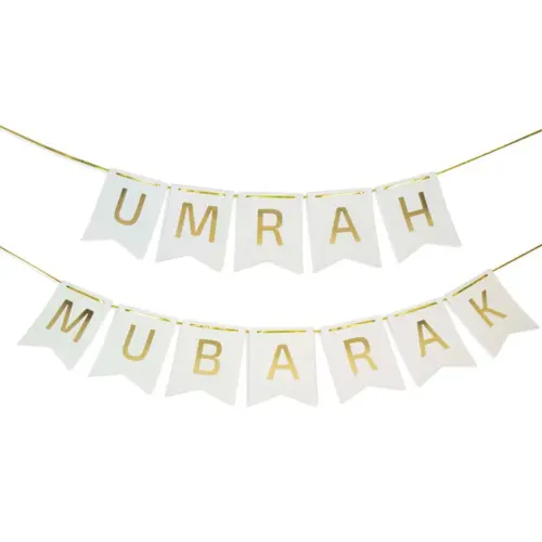 Umrah Mubarak Banner Hvid
