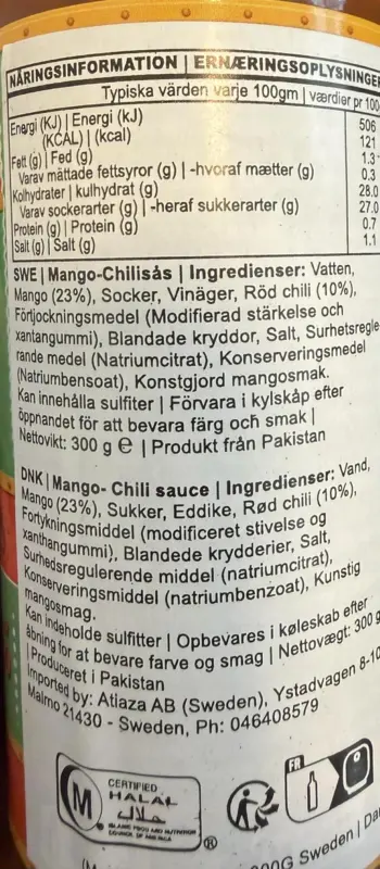 MANGO CHILLI SAUCE, NATIONAL 300G