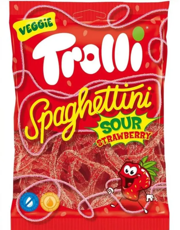 Spaghettini Sour Strawberry, Trolli 100 g