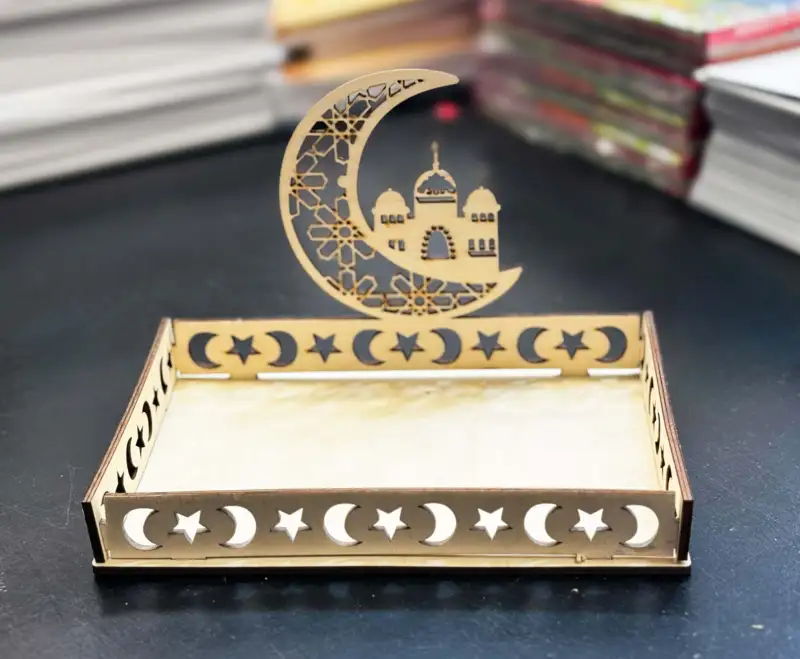 Eid og Ramadan Serveringsbakker i Træ, 2 stk