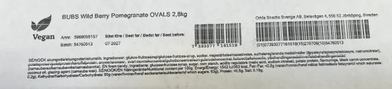 Wild Berry Pomegranate, Bubs 2800g