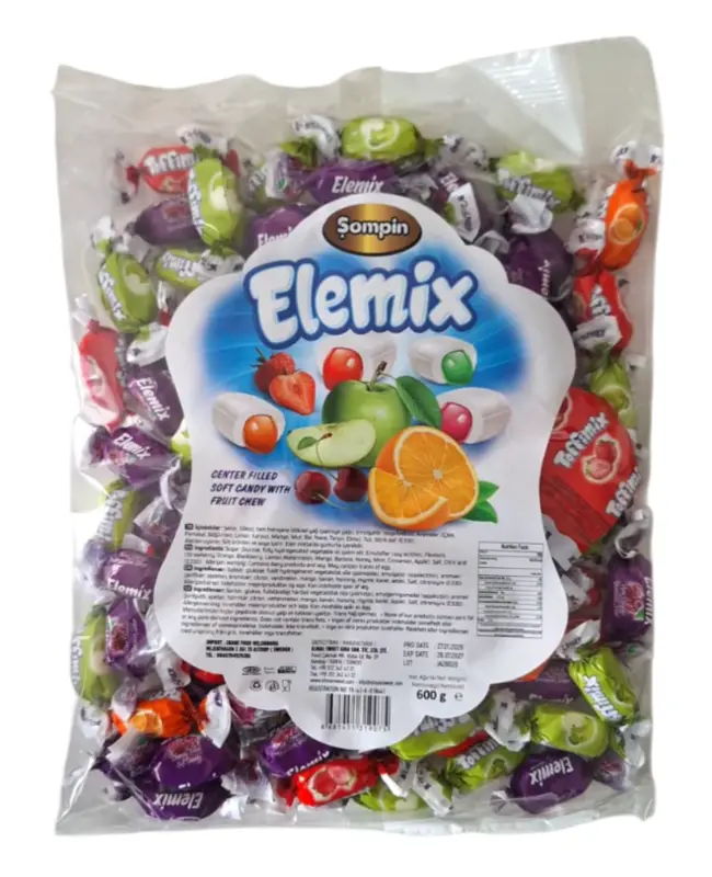 Frugt Karameller med fyld, Elemix Sompin 600g
