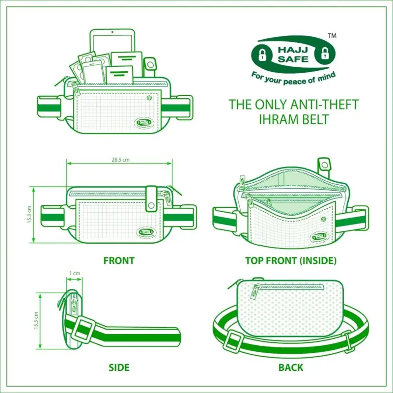 Sikker Hajj & Umrah Bæltetaske stor
