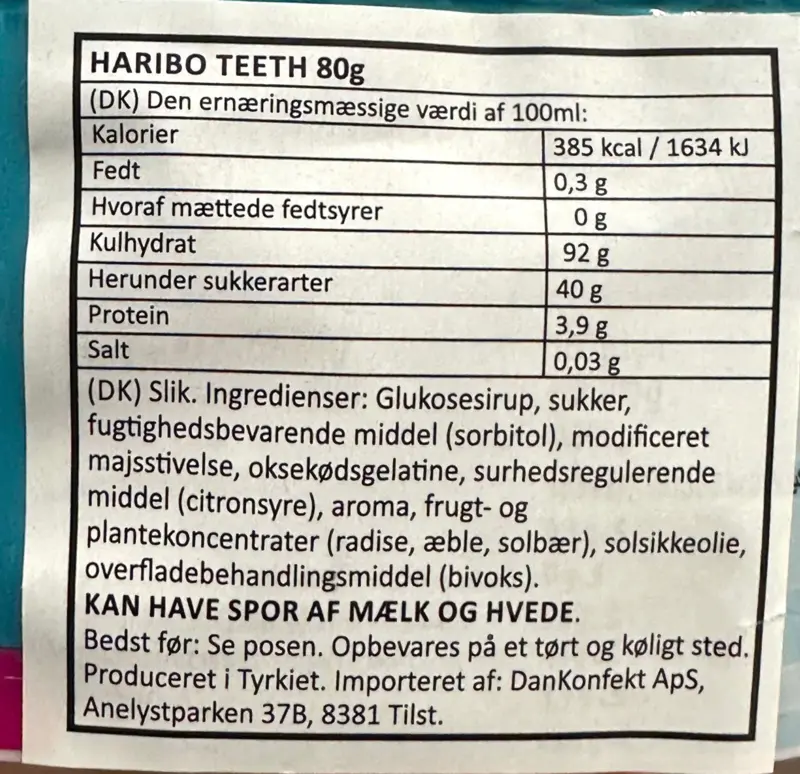 Schaumzähne Haribo 80g