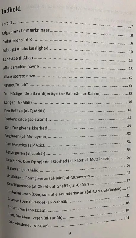 I Guds selskab, uddybning af Allah Swts 99 smukke navne