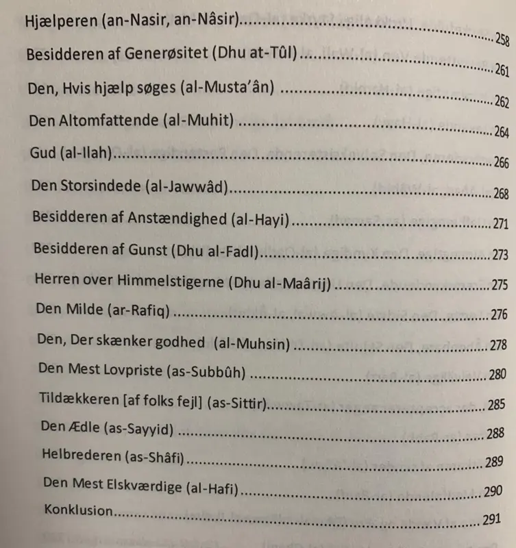 I Guds selskab, uddybning af Allah Swts 99 smukke navne