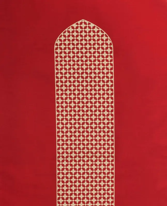 Rotes exklusives Mashrabiya Designer Gebetsteppich