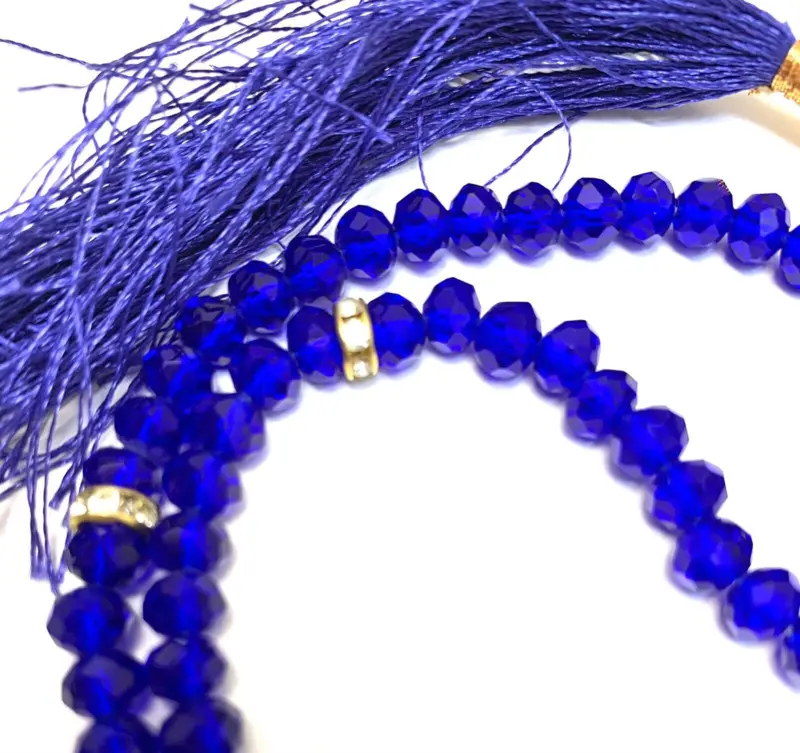 Dunkelblaue Kristall Tasbeeh (99 Perlen)