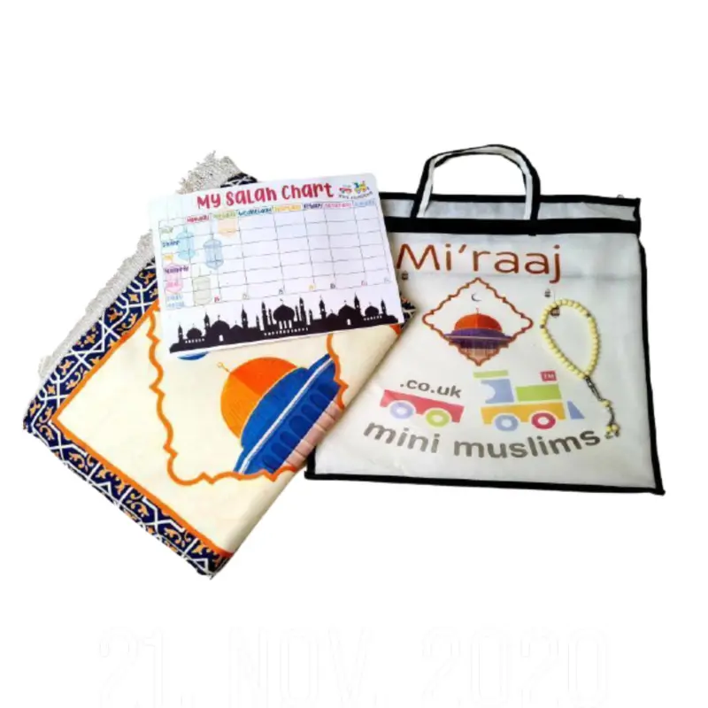 Palæstina Bedetæppesæt til børn med Salah-tracker og Tasbeeh
