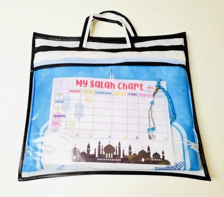 Weiche Kindergebetsteppich mit Salah-Tracker