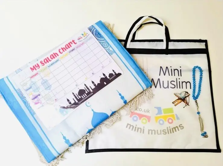 Weiche Kindergebetsteppich mit Salah-Tracker