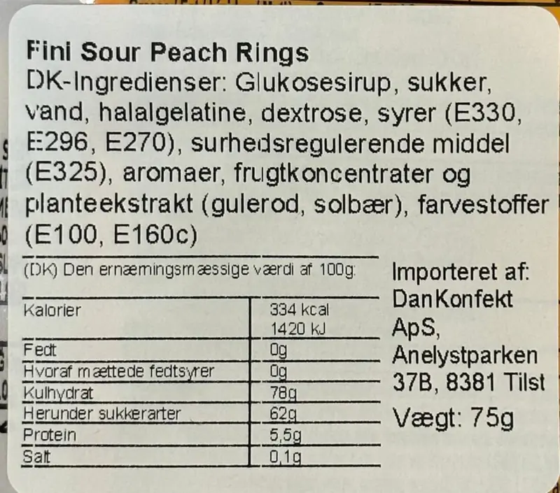 Sour Peach Rings Fini 75g