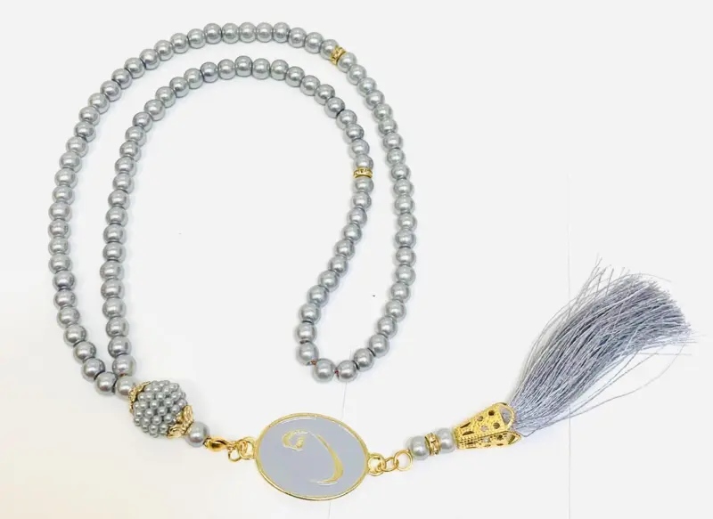 Perlen-Tasbeeh in Silber/Grau (99 Perlen)