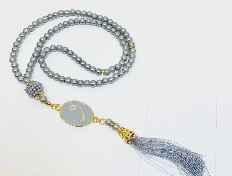 Perlen-Tasbeeh in Silber/Grau (99 Perlen)