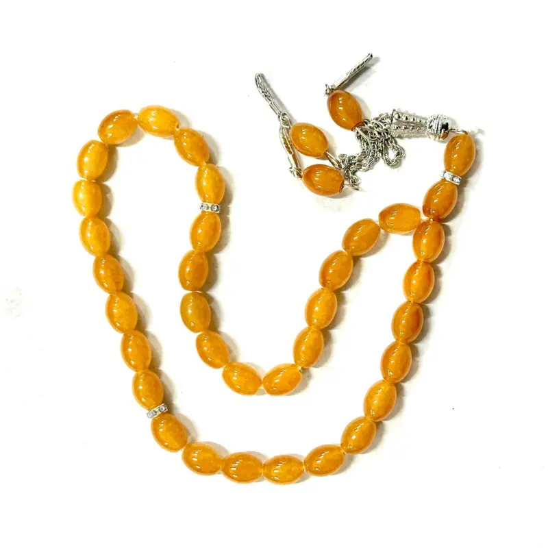 Teardrop Glas Tasbih mit Silberdetails 33 Perlen