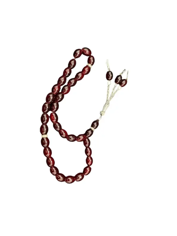 Teardrop Glas Tasbih mit Silberdetails 33 Perlen