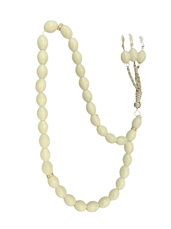 Teardrop Glas Tasbih mit Silberdetails 33 Perlen